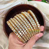 Navrathri Return Gift Package -Gold Kundan Bangles Set 6-NV015